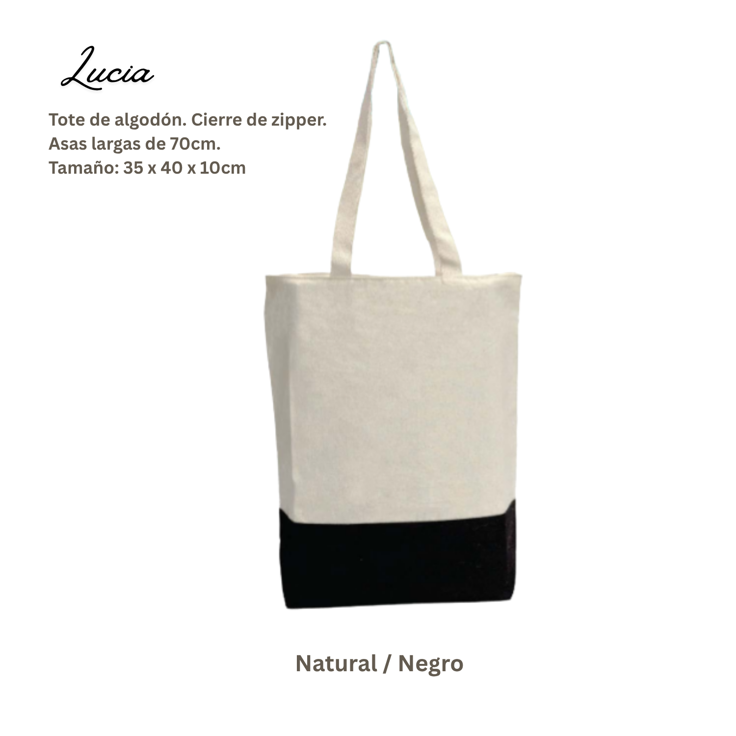 Bolsa Tote Algodón Lucía | Natural + Negro