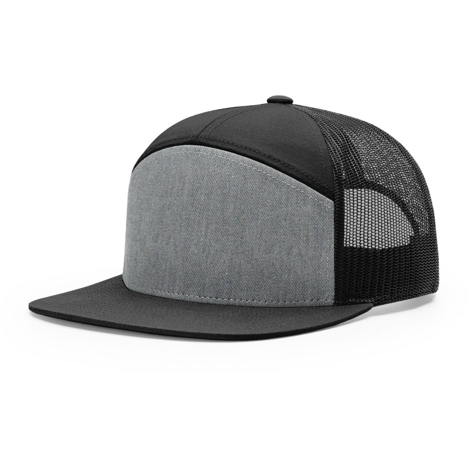 Richardson 168 | Seven Panel Trucker Cap | Heather Grey/ Black