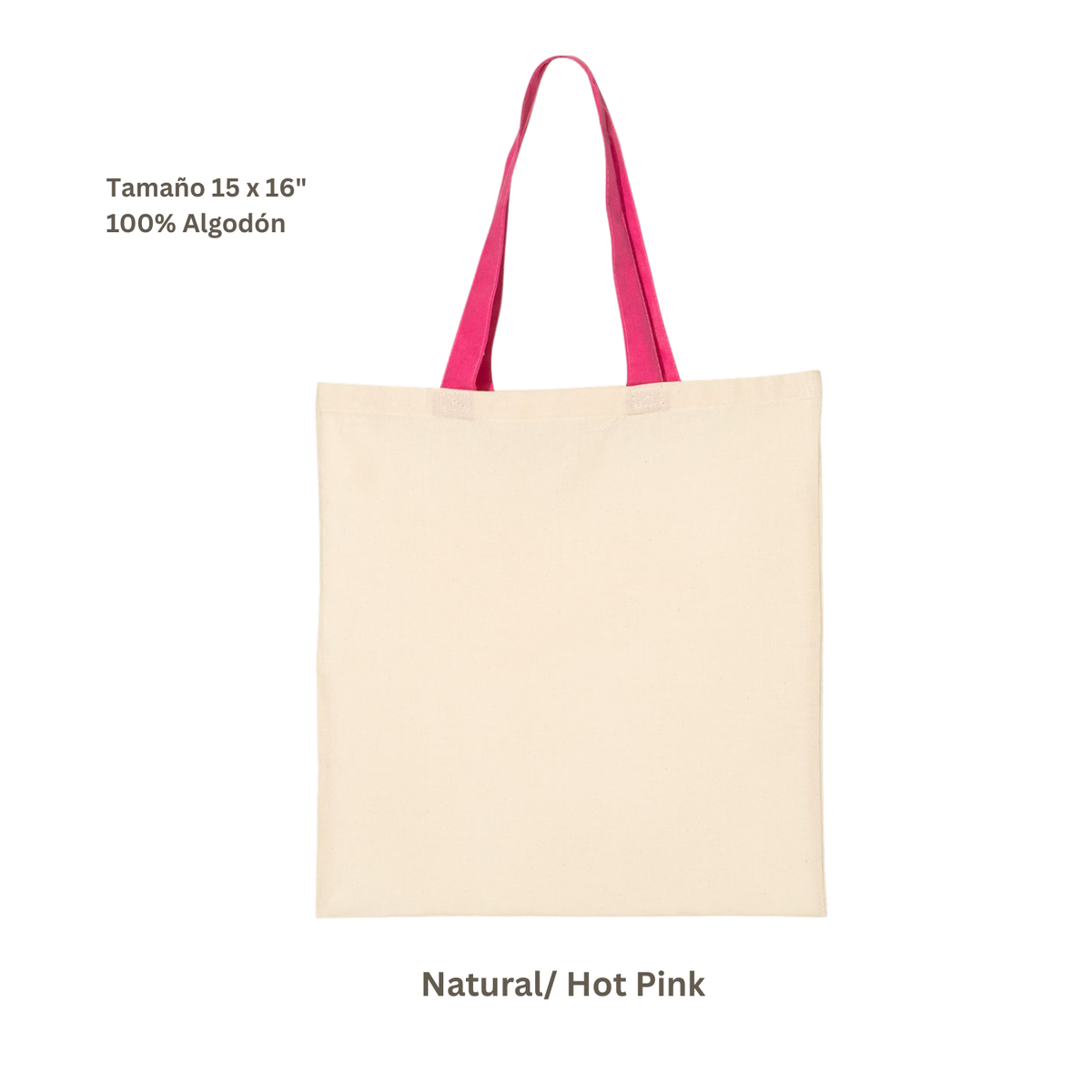 Bolsa Tote de Algodón Natural | Asa Color Fucsia