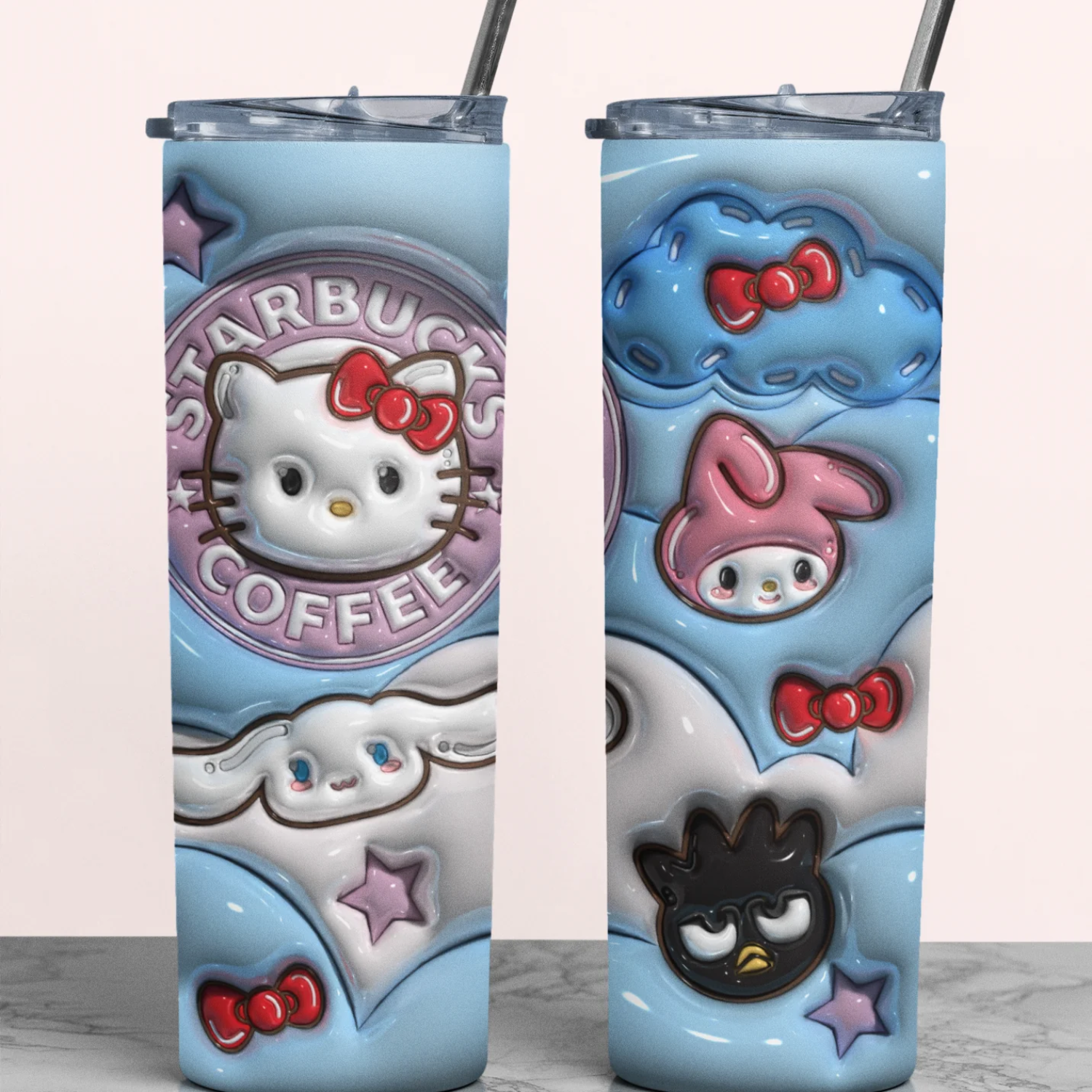 3D Wrap | Blue Kitty | 20 oz