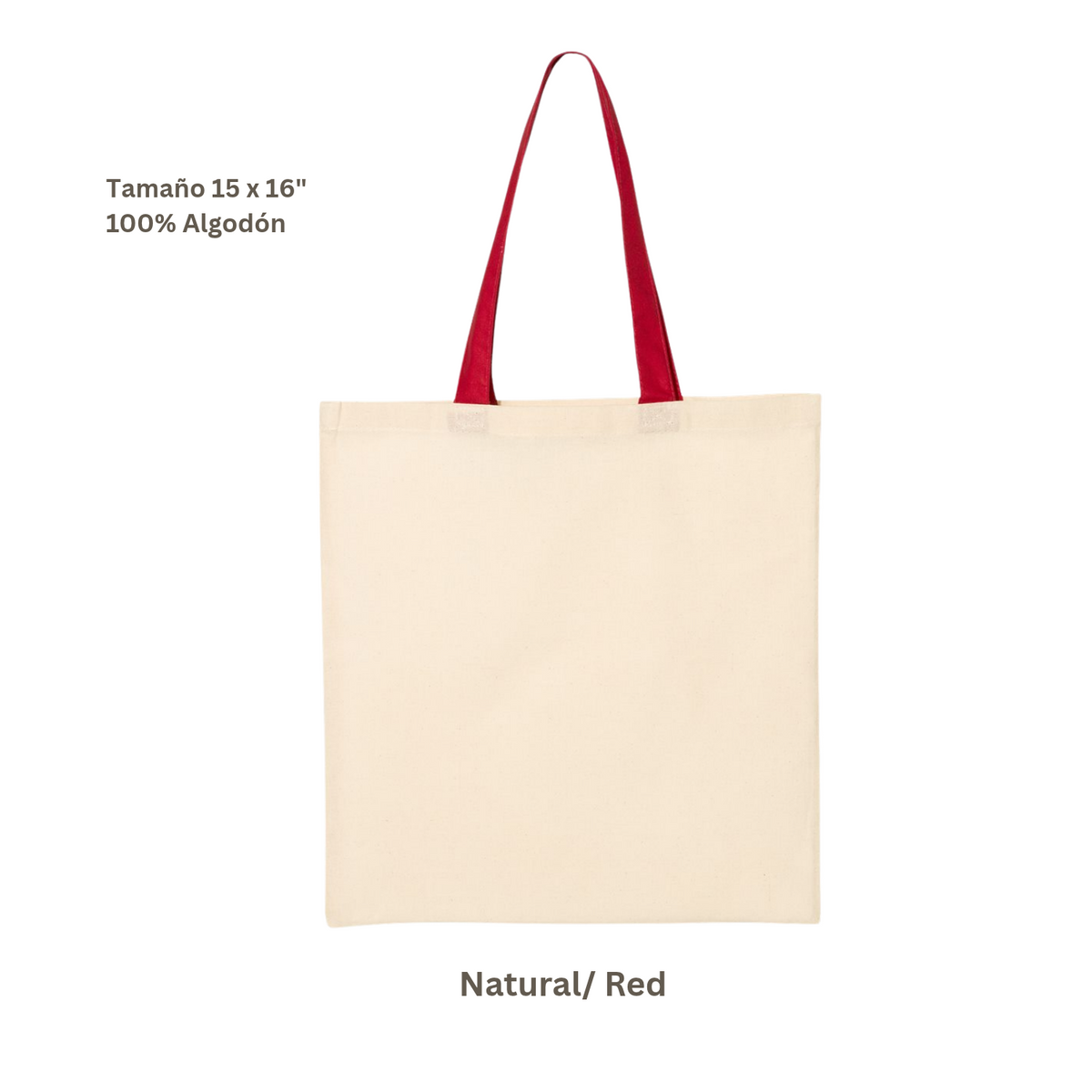 Bolsa Tote de Algodón Natural | Asa Color Rojo