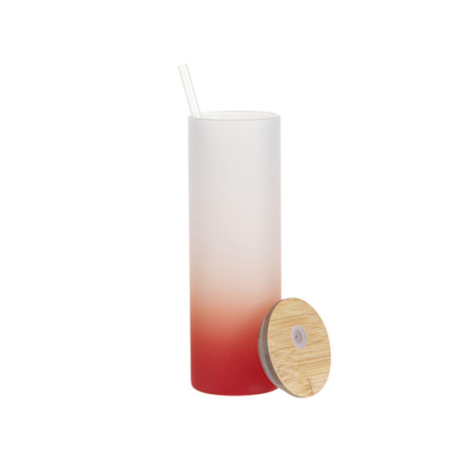 Vaso Skinny de Vidrio | Frosted con degradé rojo | 20 oz