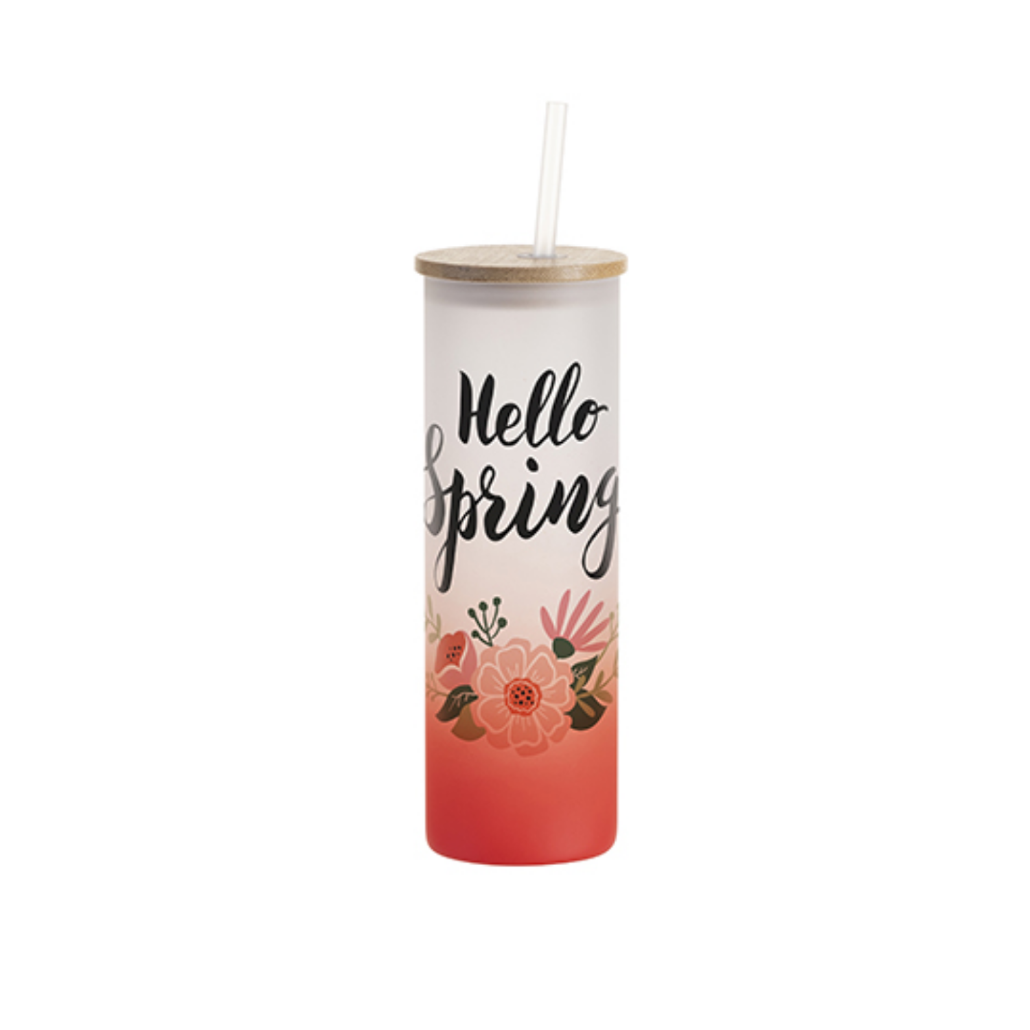 Vaso Skinny de Vidrio | Frosted con degradé rojo | 20 oz