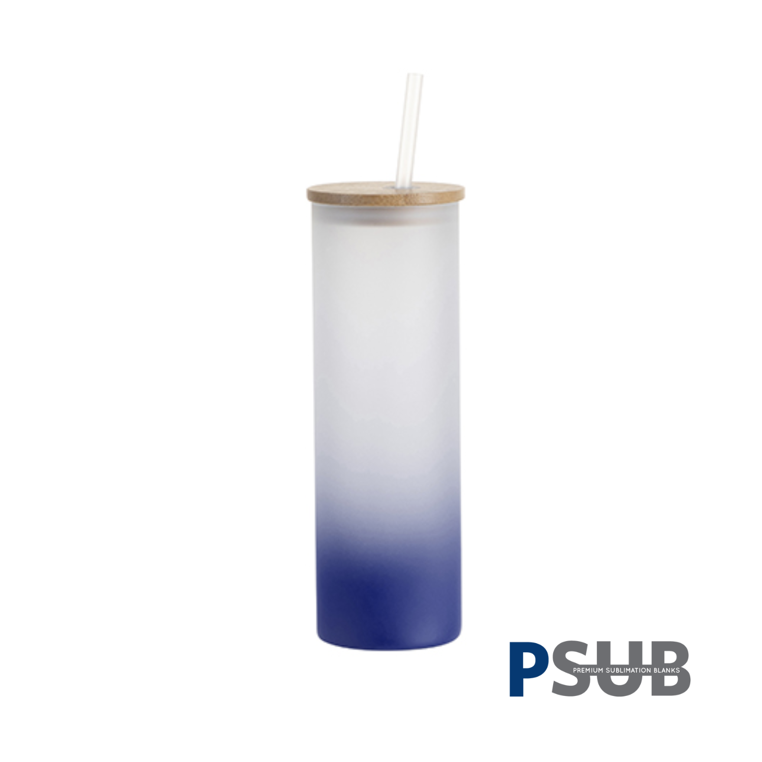 Vaso Skinny de Vidrio | Frosted con degradé azul | 20 oz