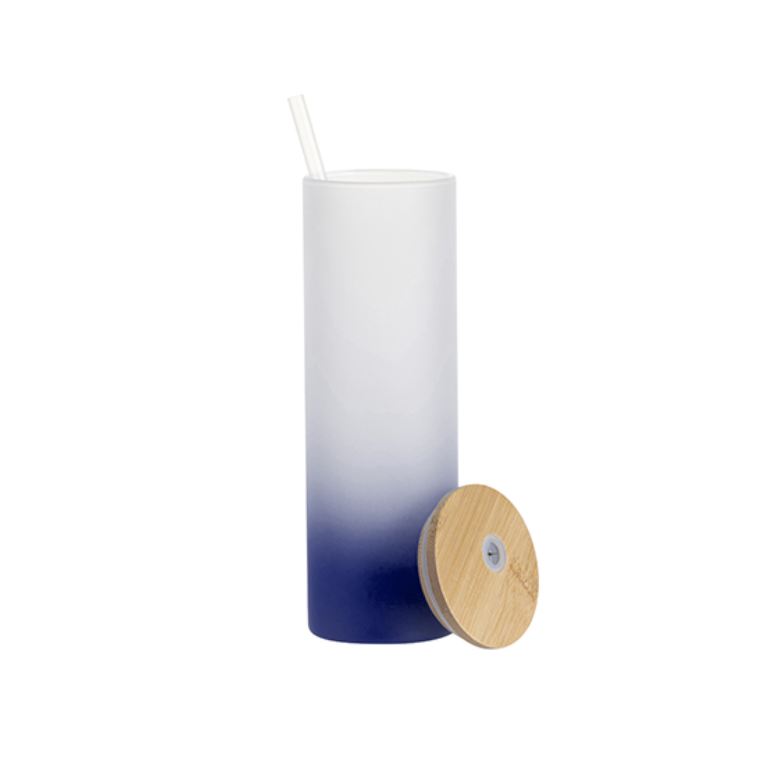 Vaso Skinny de Vidrio | Frosted con degradé azul | 20 oz