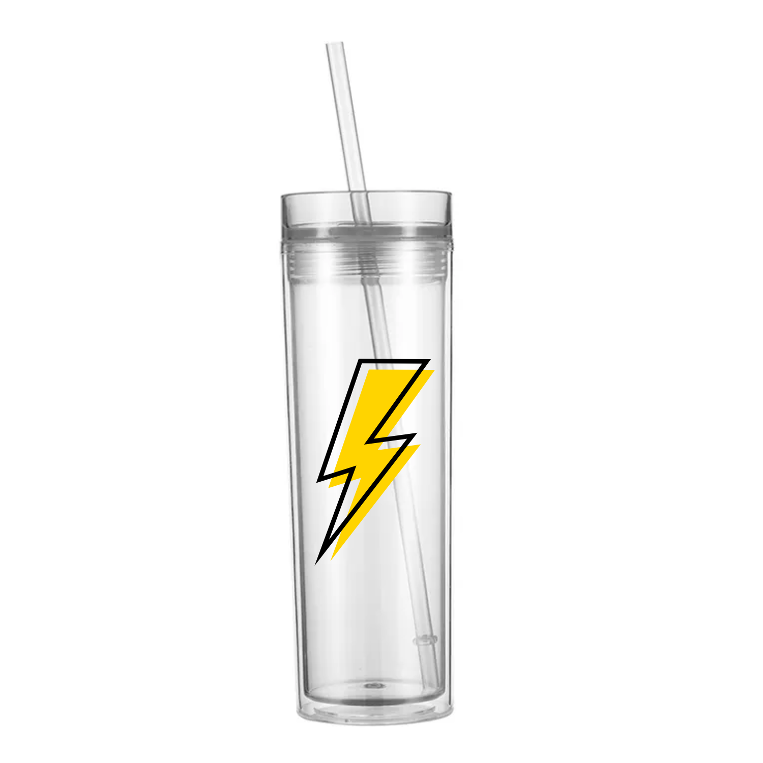 Vaso Skinny con carrizo y tapa | Doble Pared | 16 oz | Clear