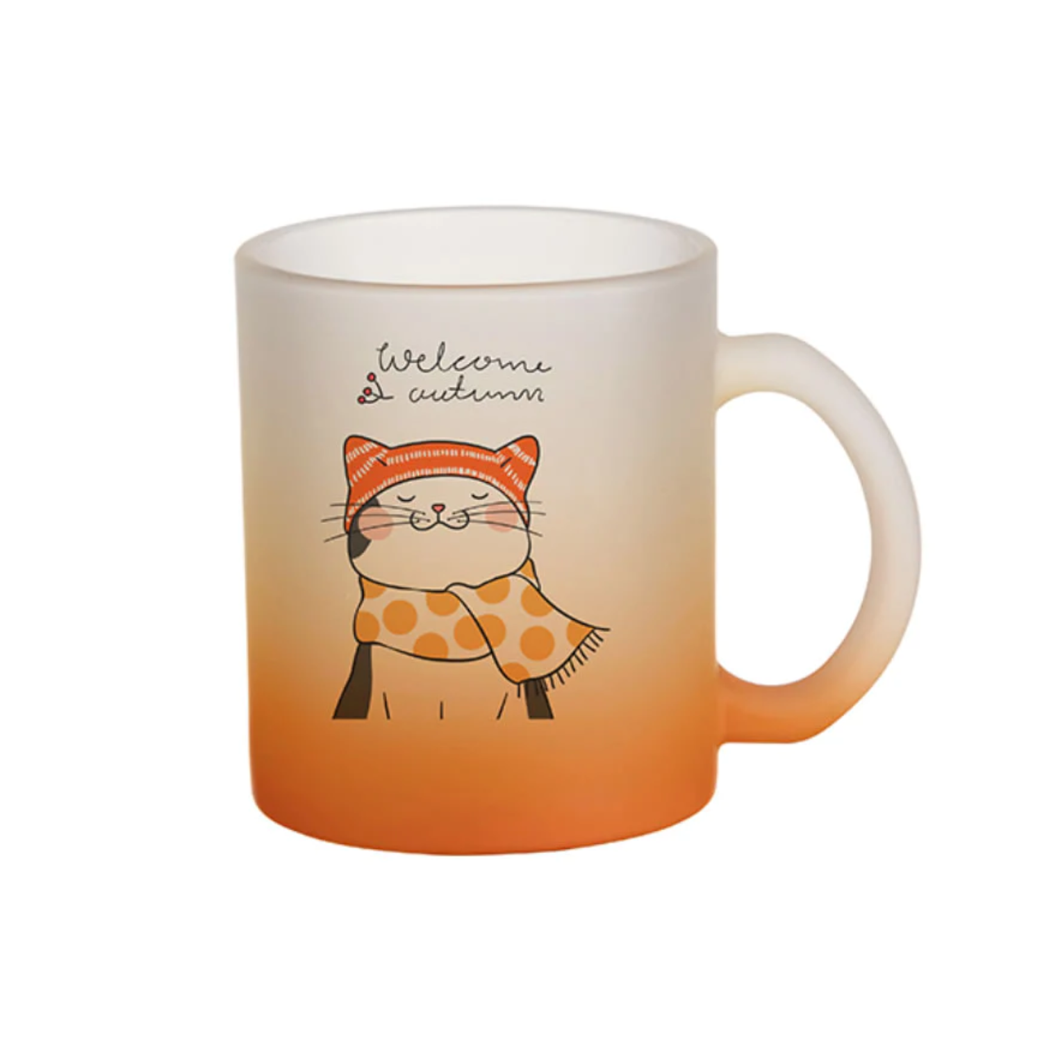 Taza de Vidrio | Frosted con degradé naranja | 11 oz