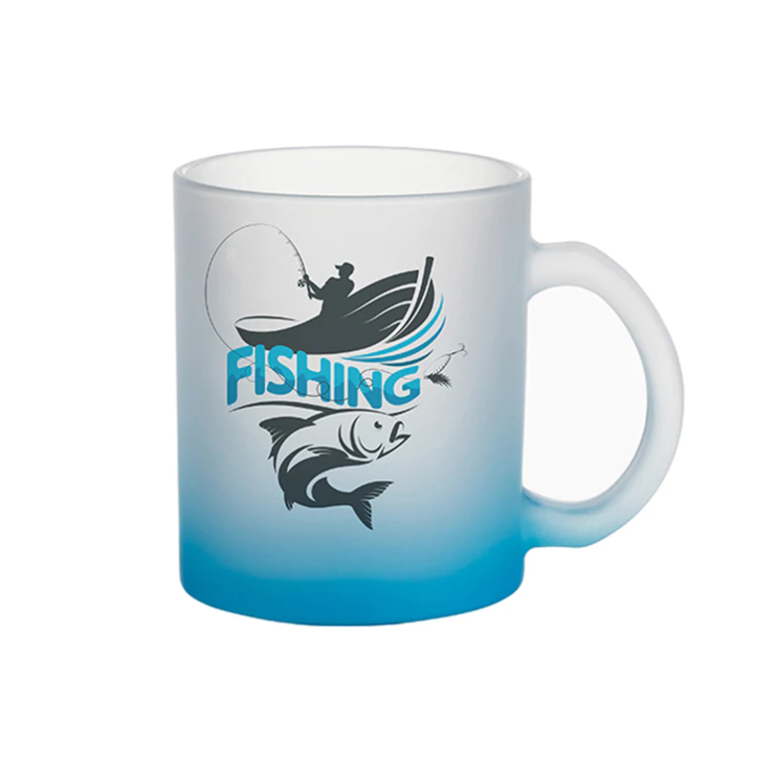 Taza de Vidrio | Frosted con degradé celeste | 11 oz