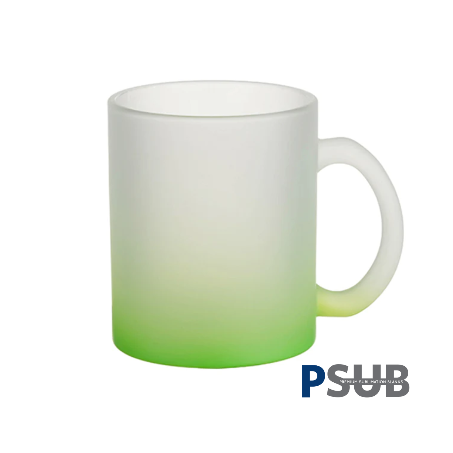 Taza de Vidrio | Frosted con degradé verde claro | 11 oz
