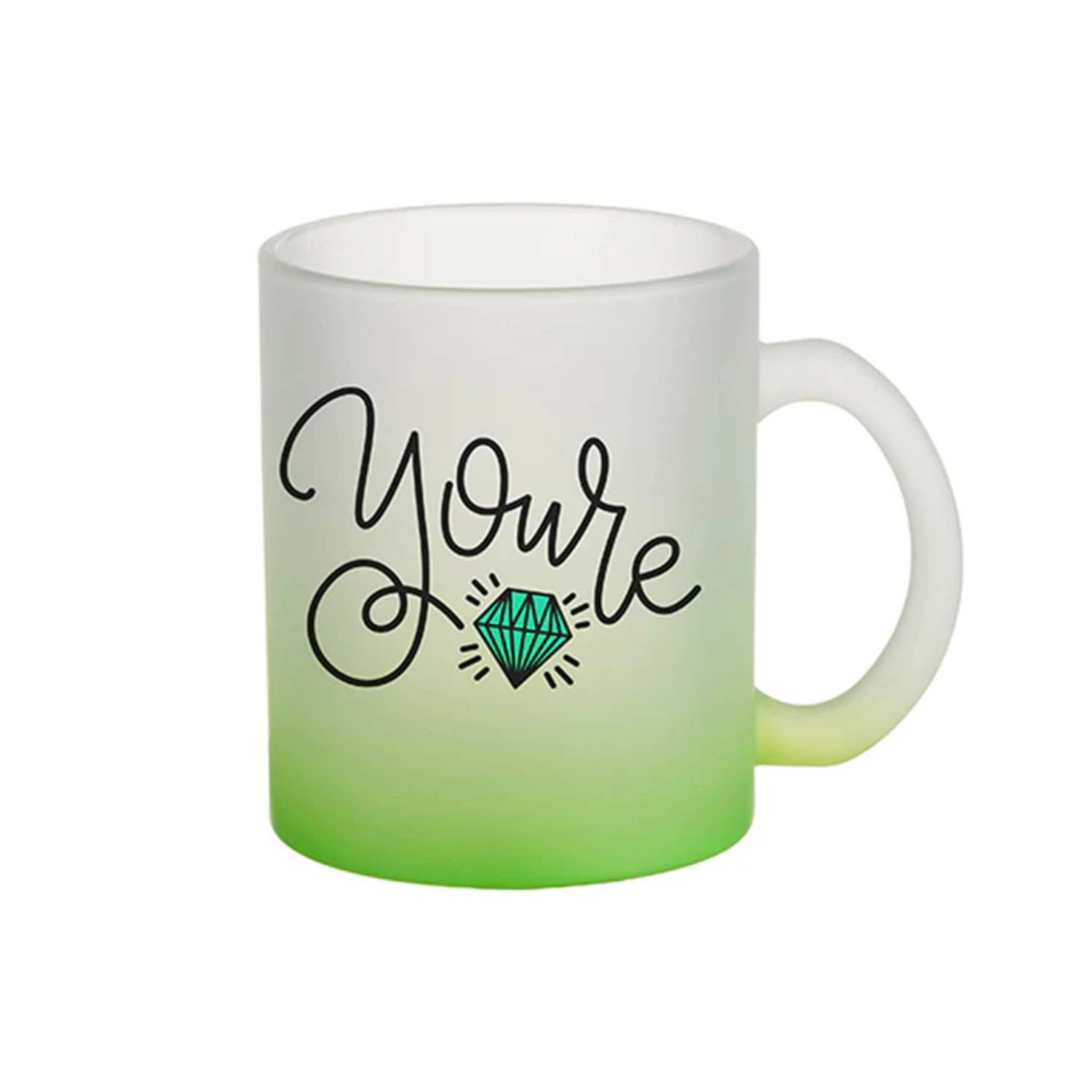 Taza de Vidrio | Frosted con degradé verde claro | 11 oz
