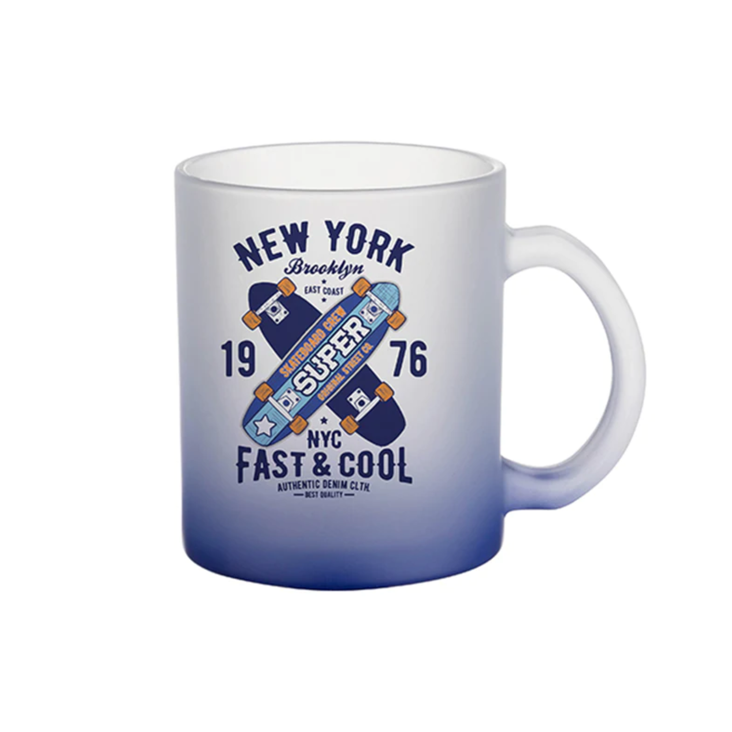 Taza de Vidrio | Frosted con degradé azul | 11 oz