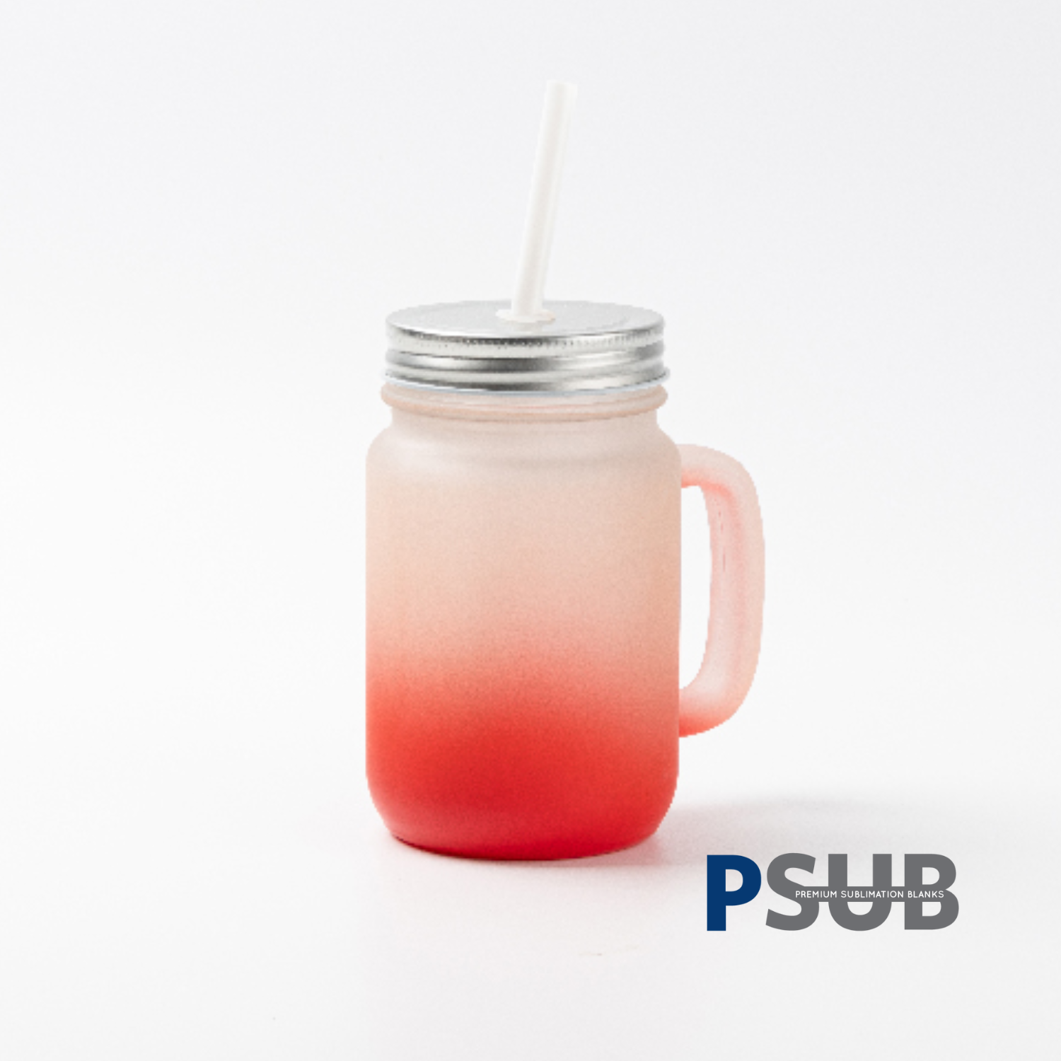 Jarra de Vidrio tipo Mason | Frosted con degradé rojo | 12 oz