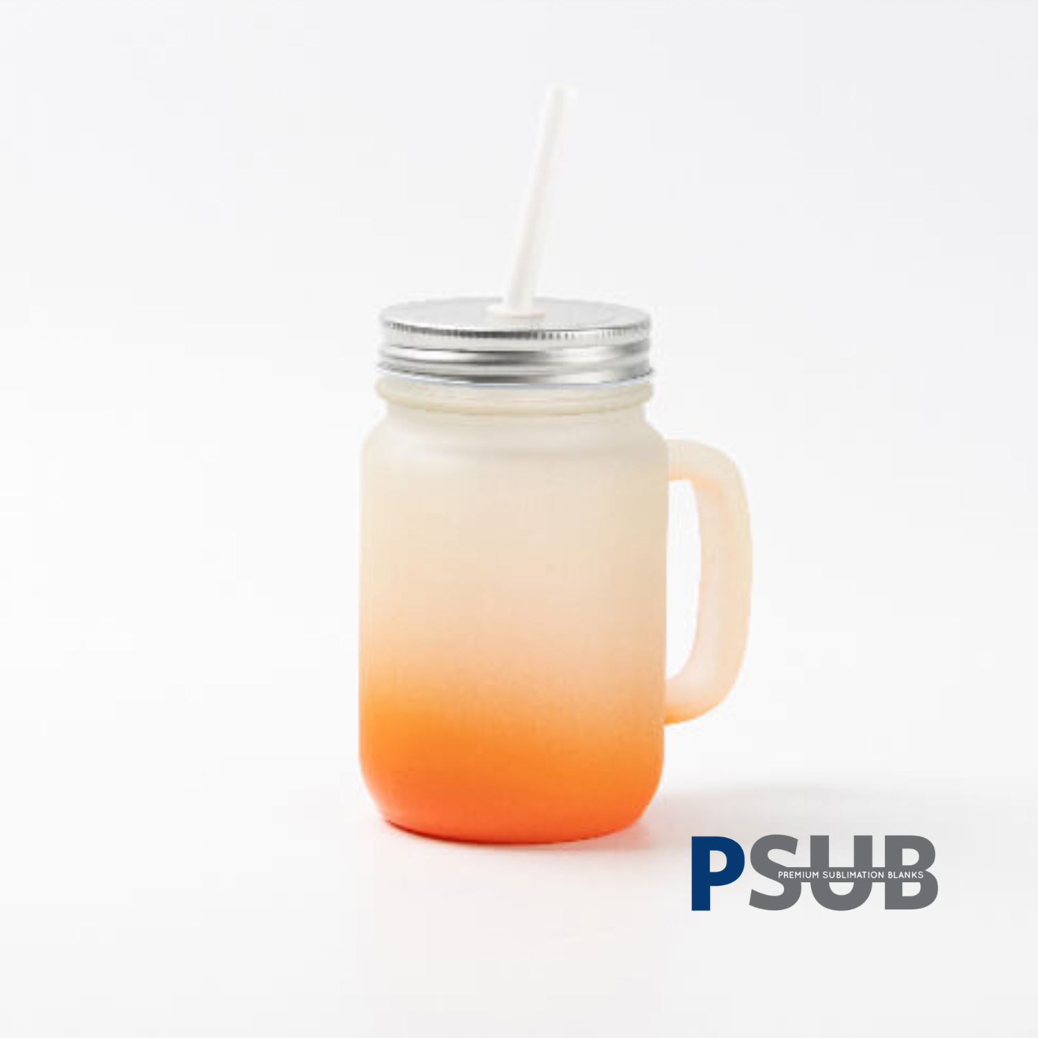 Jarra de Vidrio tipo Mason | Frosted con degradé naranja | 12 oz