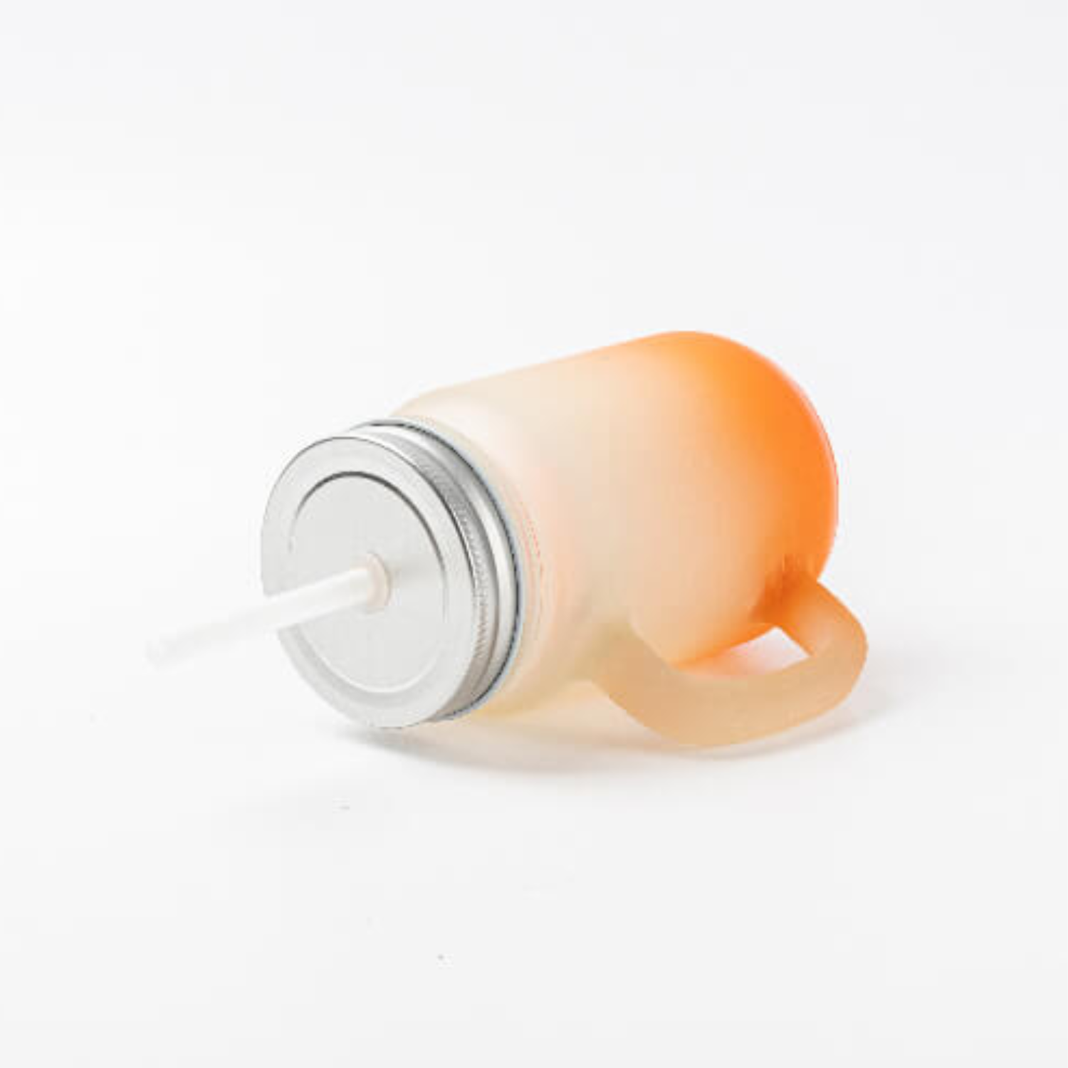 Jarra de Vidrio tipo Mason | Frosted con degradé naranja | 12 oz