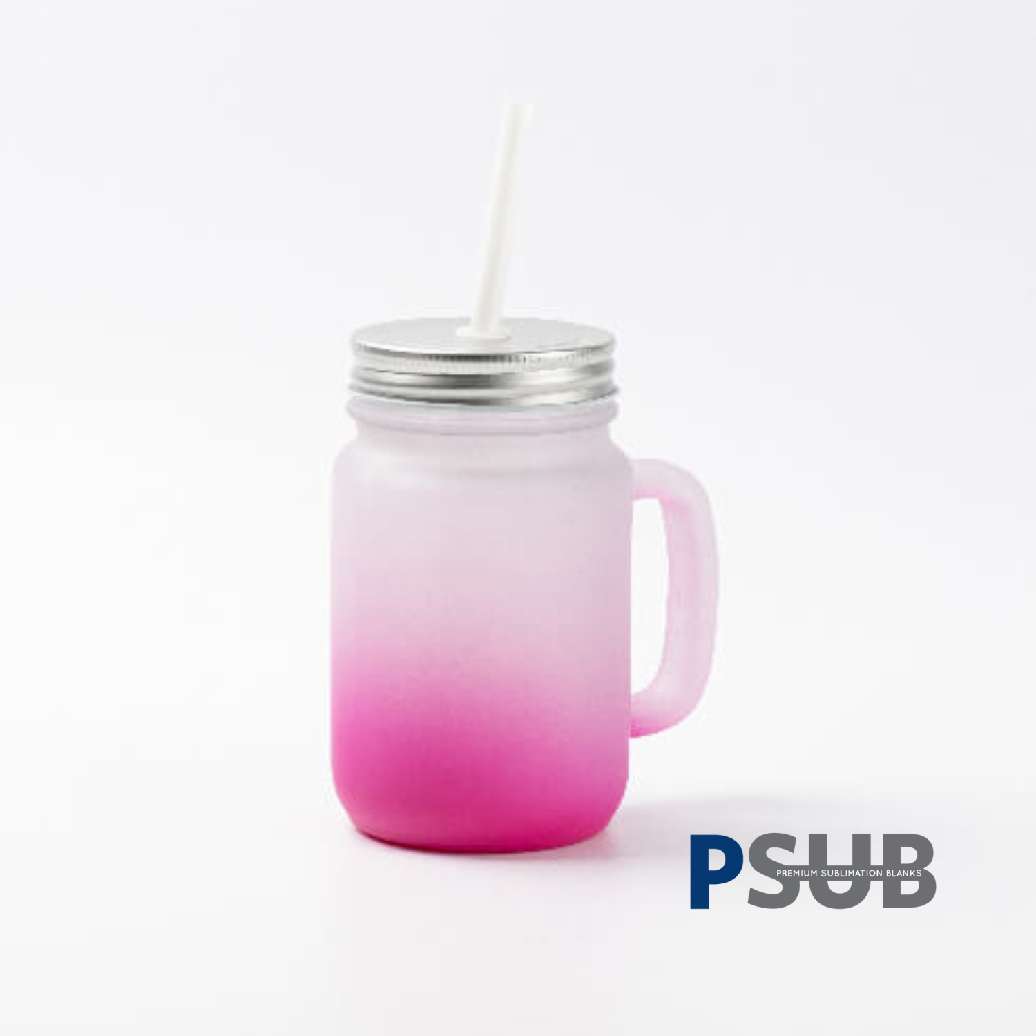 Jarra de Vidrio tipo Mason | Frosted con degradé rosa | 12 oz