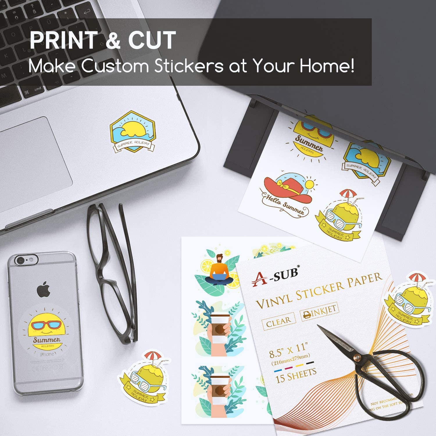 A-SUB | Vinil Adhesivo Imprimible | Inkjet | Glossy Clear