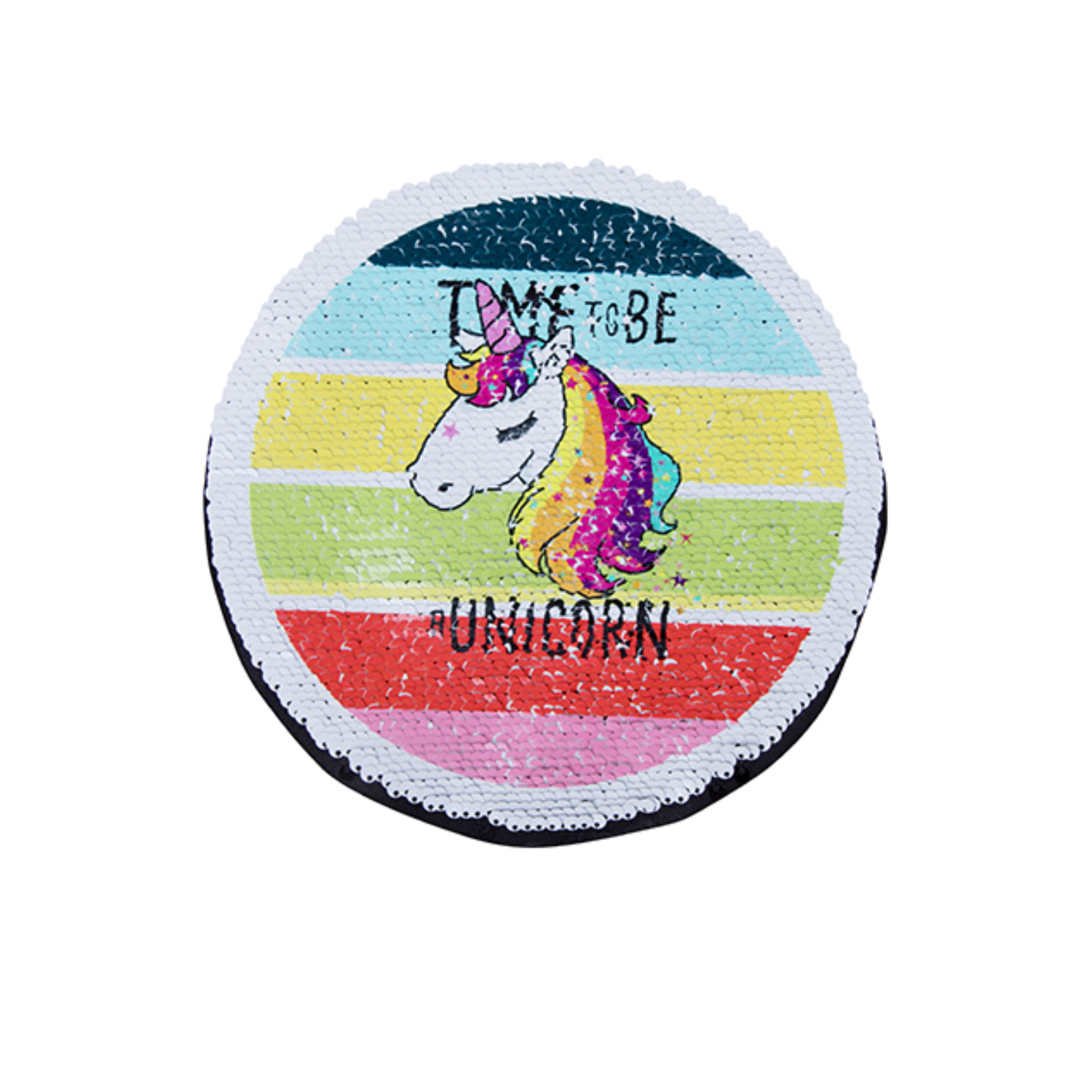 Parche de Lentejuelas | Redondo | Negro con Blanco | 19cm