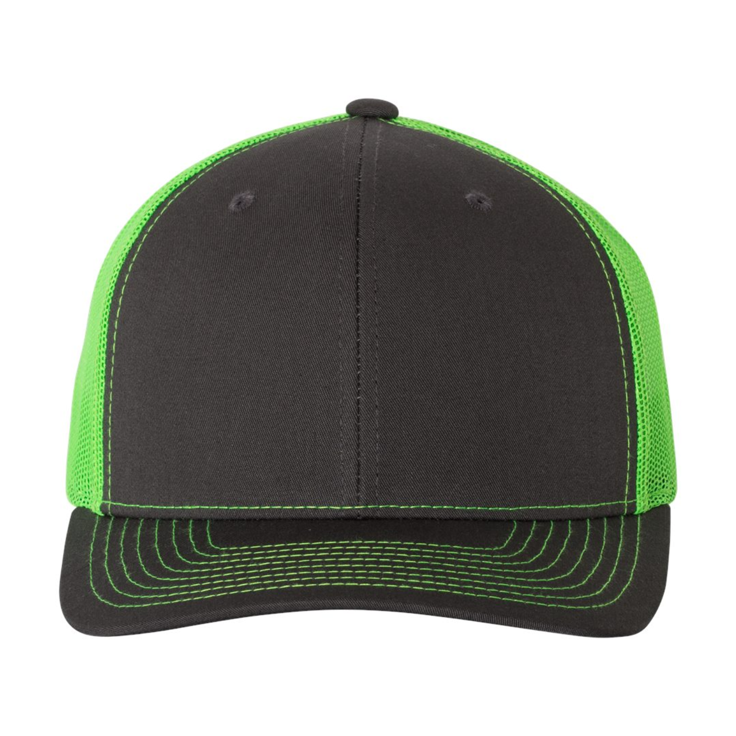 Richardson 112 | Adjustable Snapback Trucker Cap | Charcoal/ Neon Green