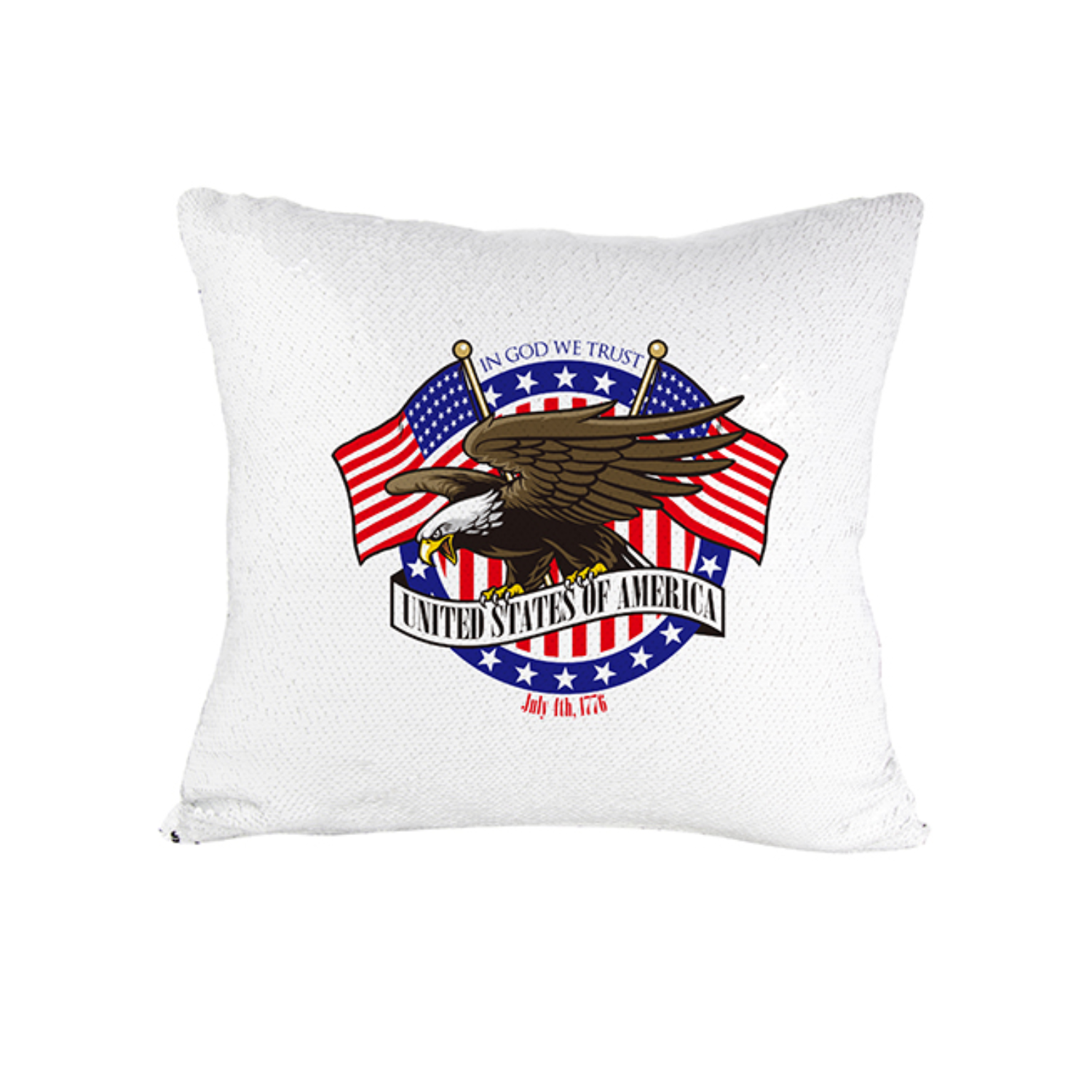 Funda de Almohada | Lentejuela | Blanco con Plateado | 40x40 cm