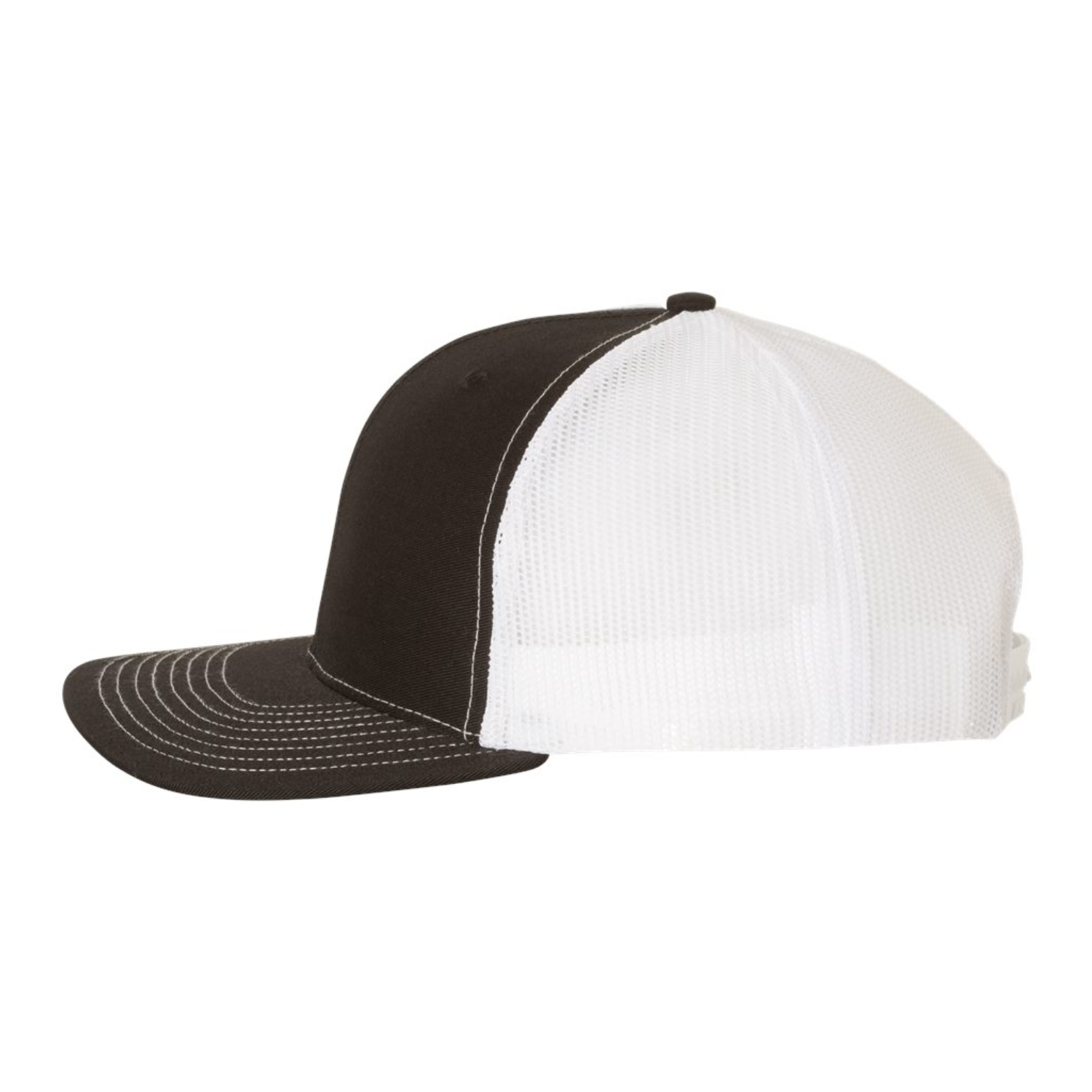 Richardson 112 | Adjustable Snapback Trucker Cap | Black/ White