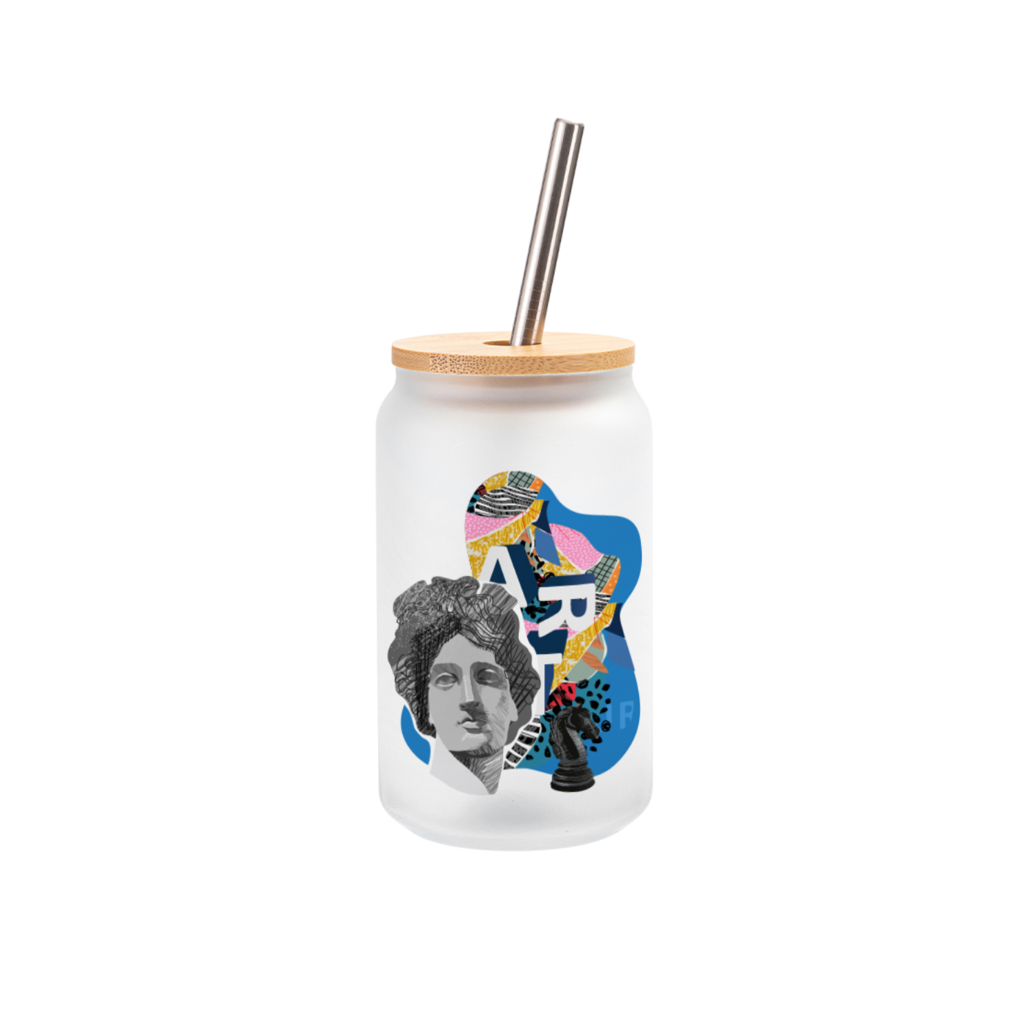 Can Glass | Tapa de bambú y carrizo | Frosted | 13oz
