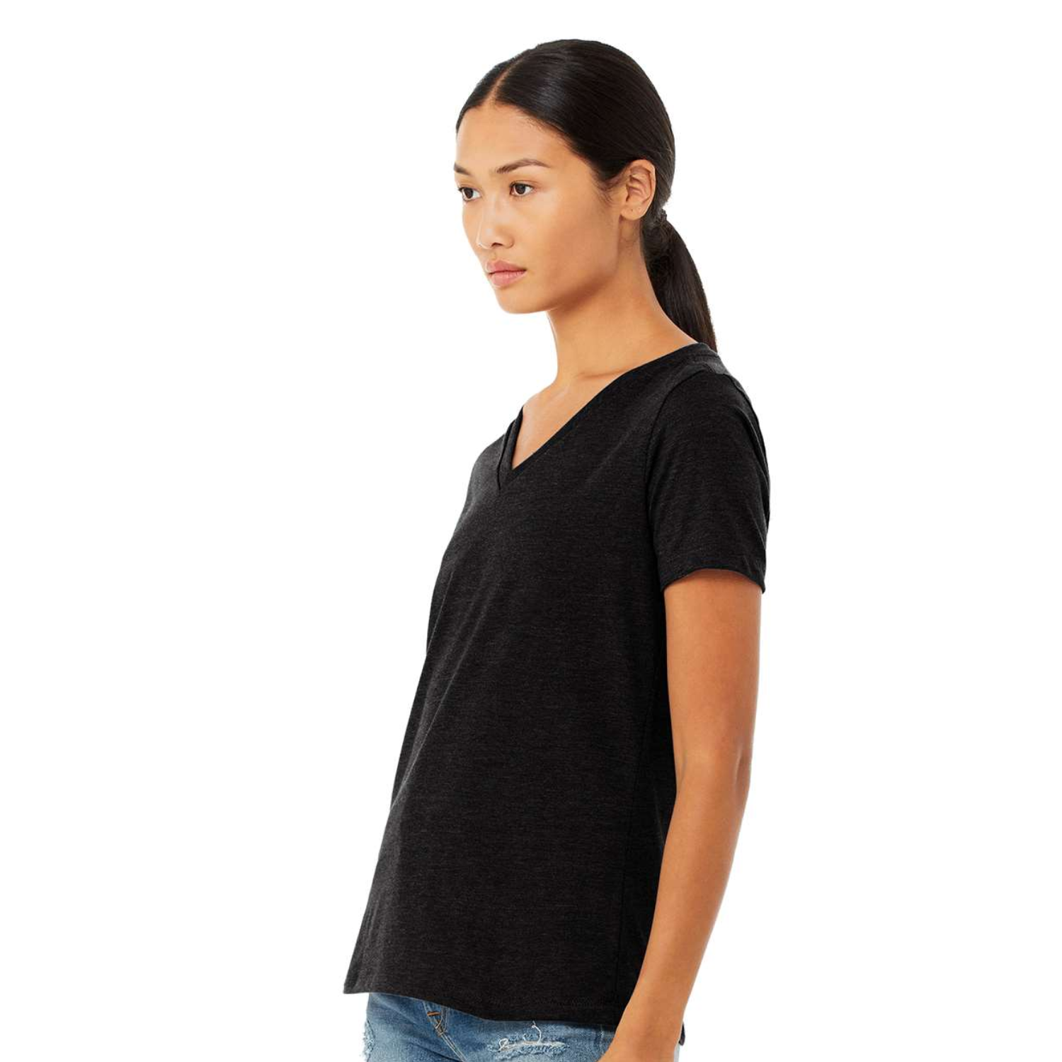 Bella Canvas 6405CVC | Women Relaxed Fit V-Neck | Black