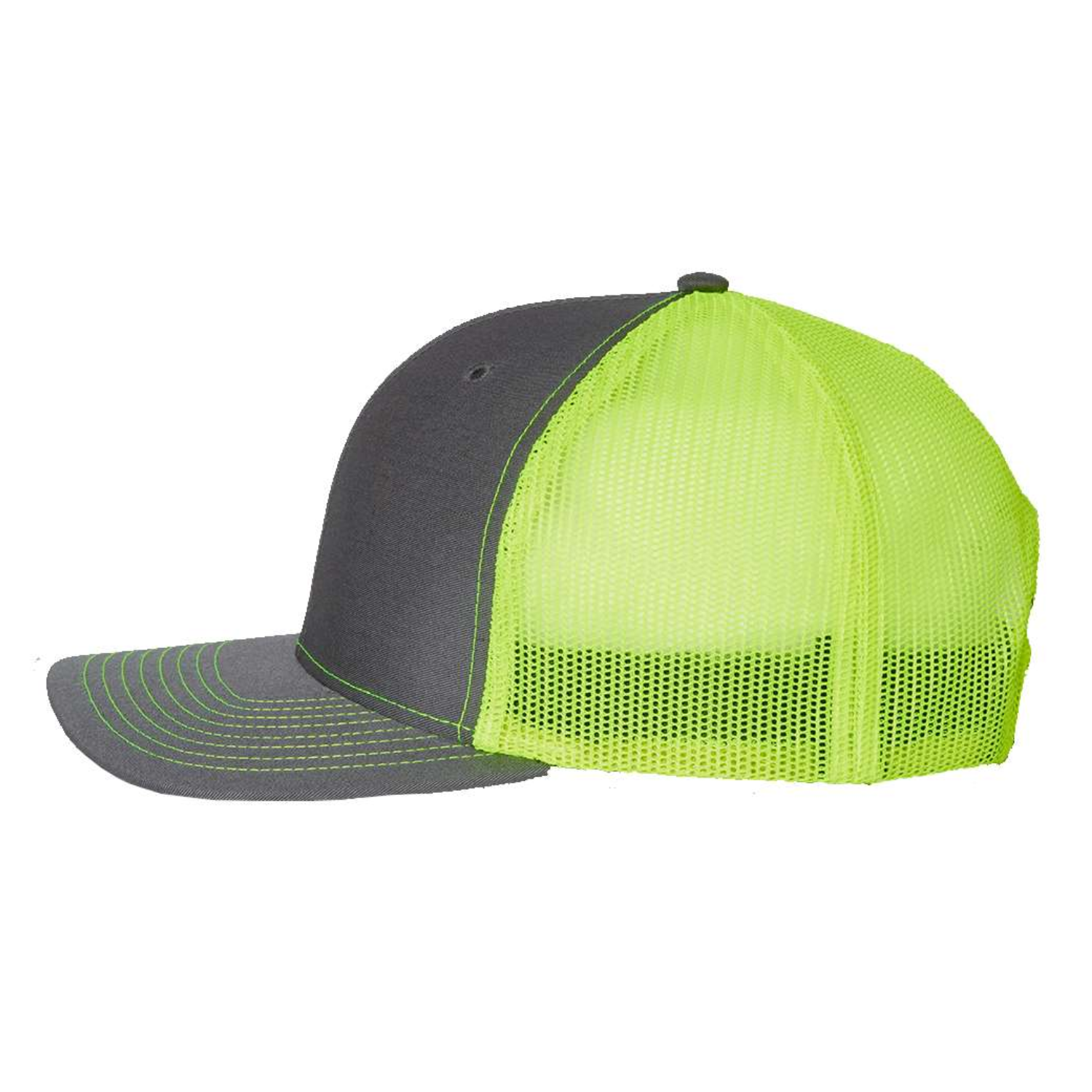 Richardson 112 | Adjustable Snapback Trucker Cap | Charcoal/ Neon Yellow