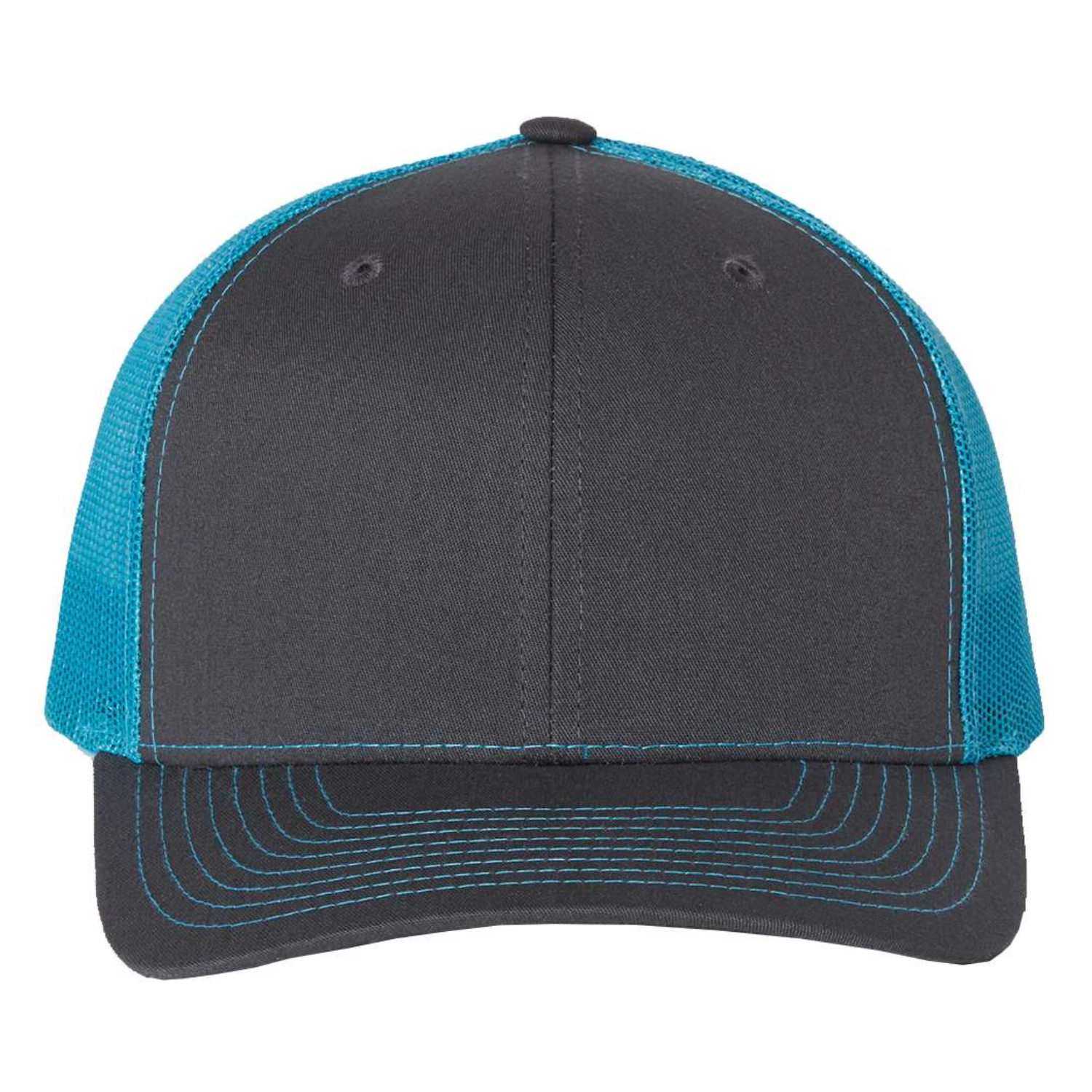 Richardson 112 | Adjustable Snapback Trucker Cap | Charcoal/ Neon Blue
