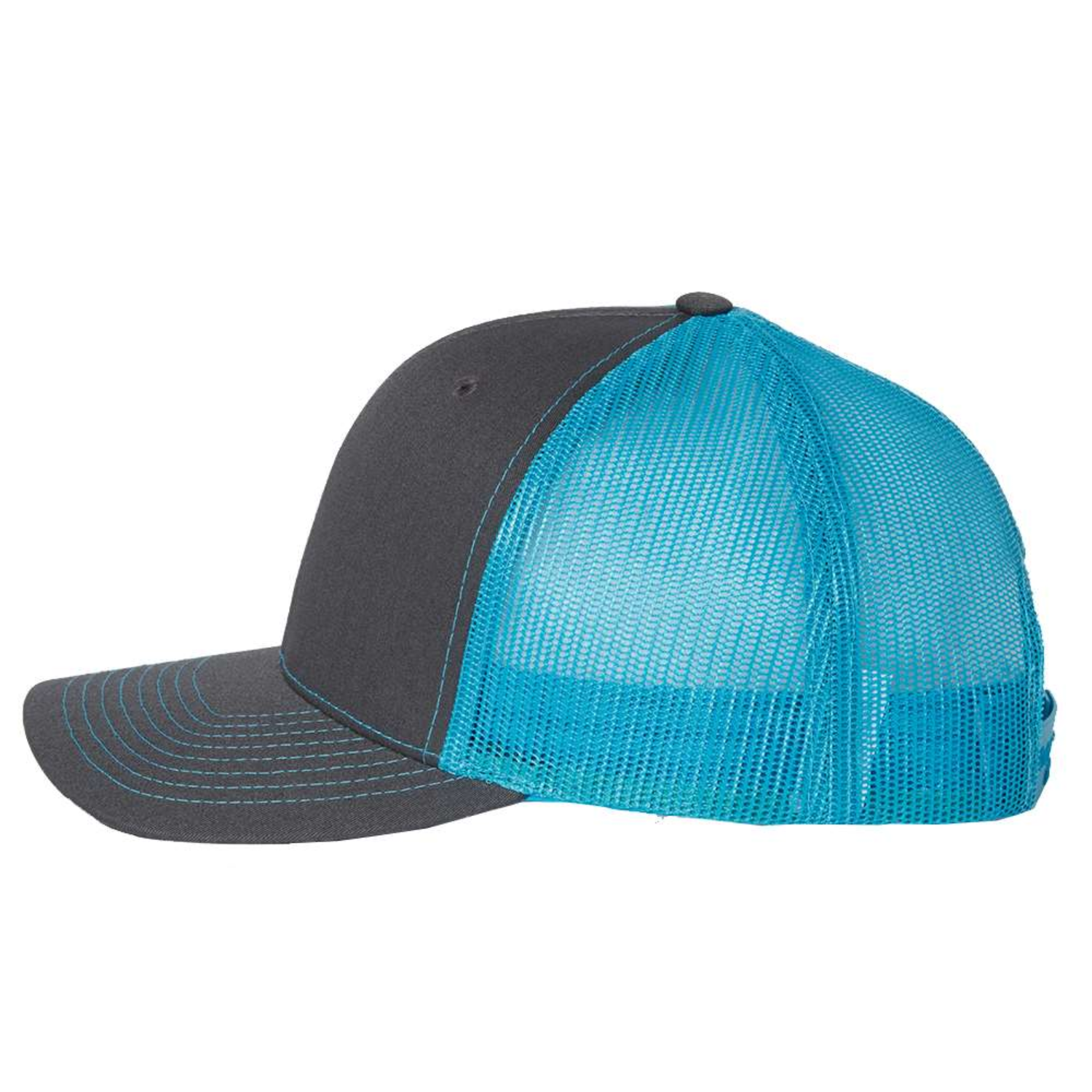 Richardson 112 | Adjustable Snapback Trucker Cap | Charcoal/ Neon Blue