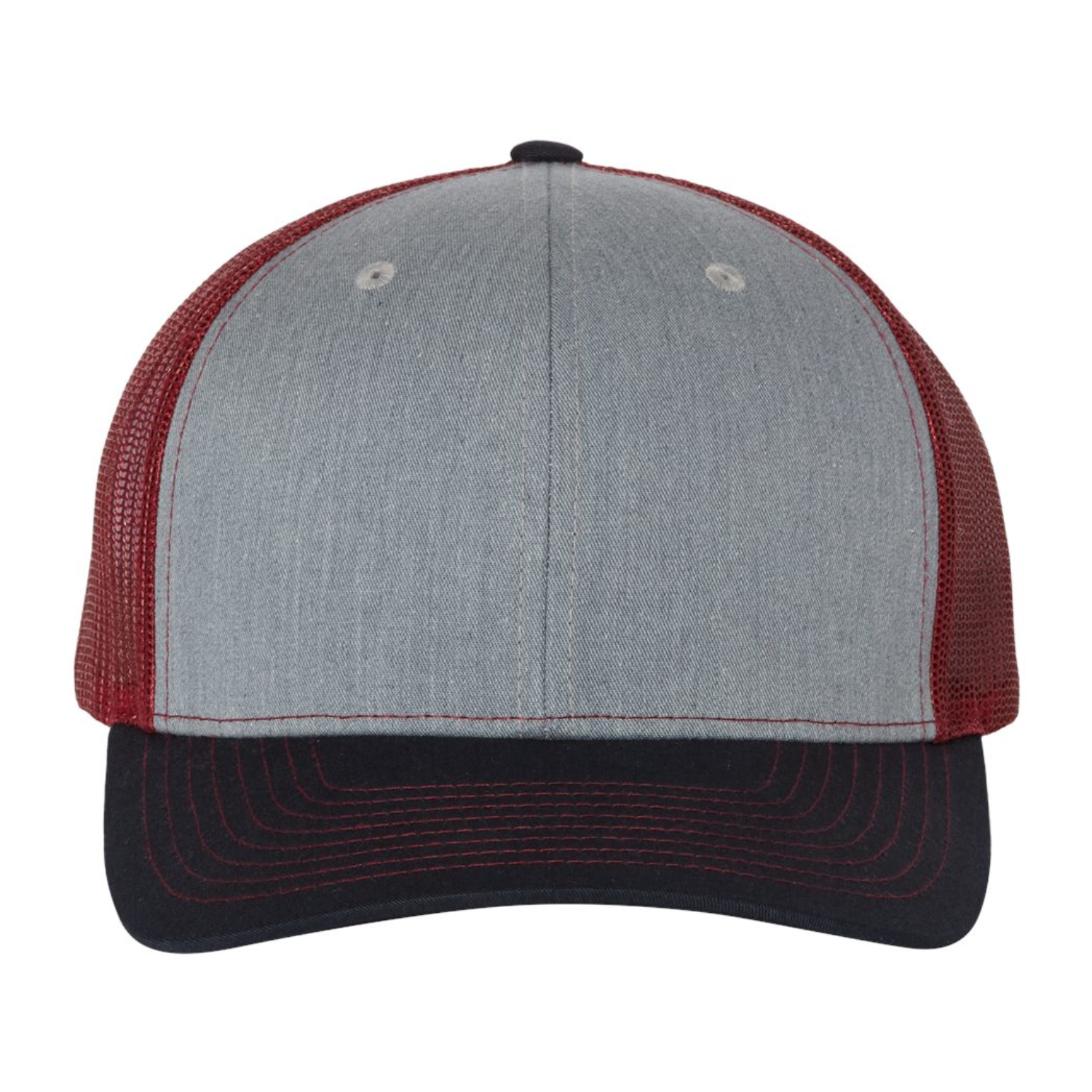 Richardson 112 | Adjustable Snapback Trucker Cap | Heather Grey/ Cardinal/ Navy