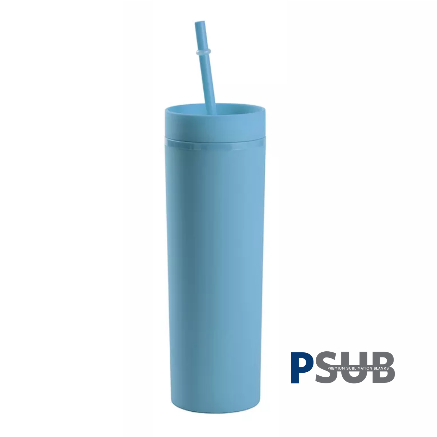 Vaso Skinny con carrizo | 16 oz | Celeste Pastel Mate + UV DTF Wrap GRATIS