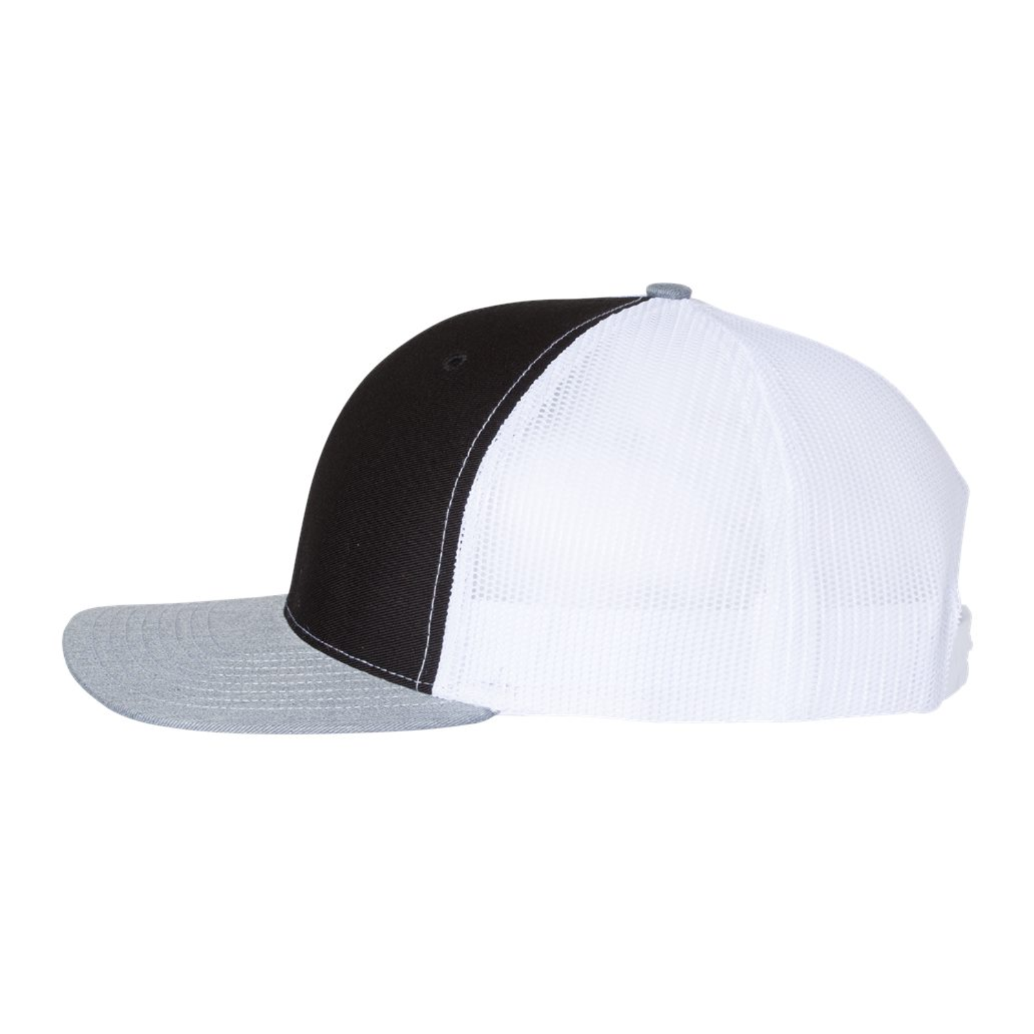 Richardson 112 | Adjustable Snapback Trucker Cap | Black/ White/ Heather Grey