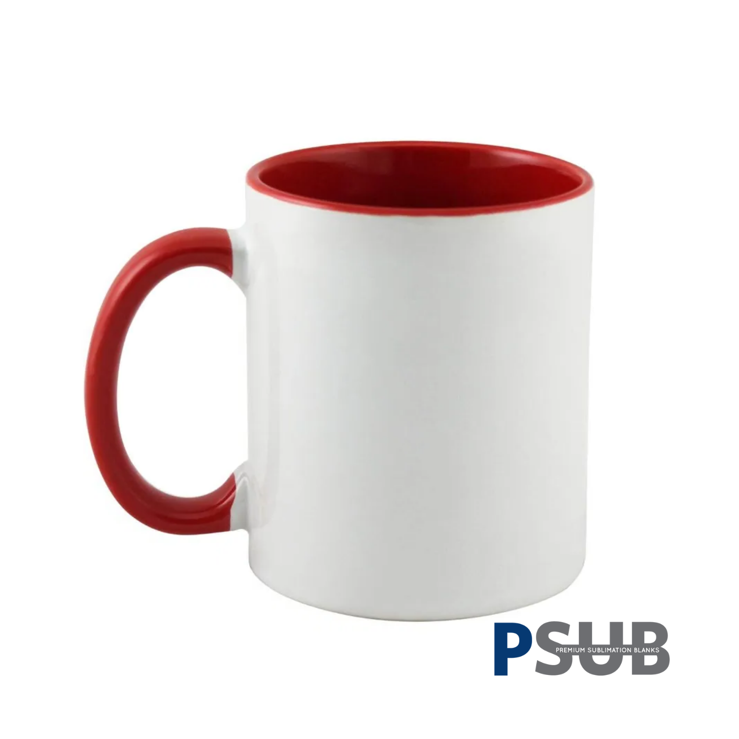 Taza Cerámica para Sublimación Blanca con Interior y Asa Roja | 11oz