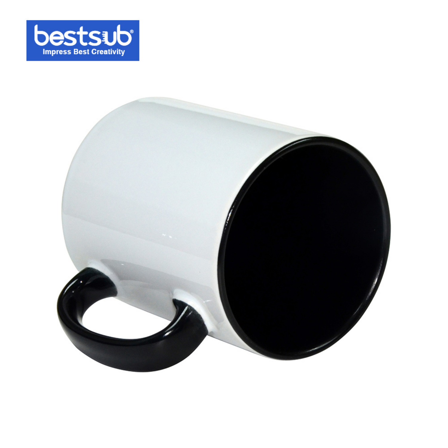 Taza Cerámica para Sublimación Blanca con Interior y Asa Negra | 11oz