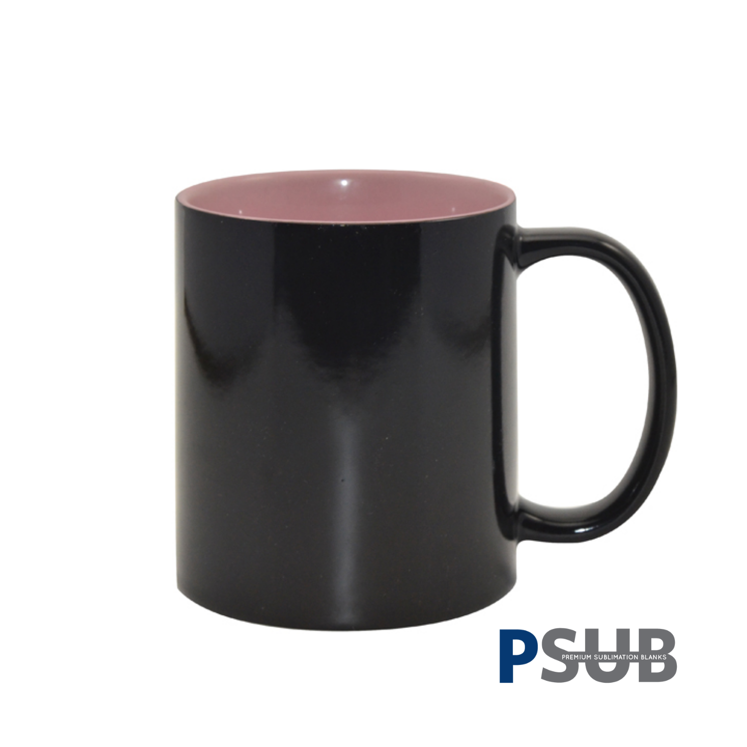 Taza de Cerámica Mágica | Negra con Interior Rosado | 11oz