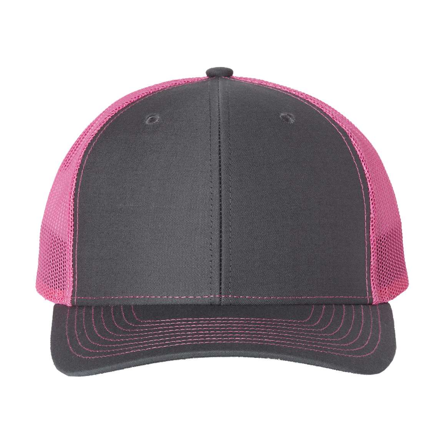 Richardson 112 | Adjustable Snapback Trucker Cap | Charcoal/ Neon Pink