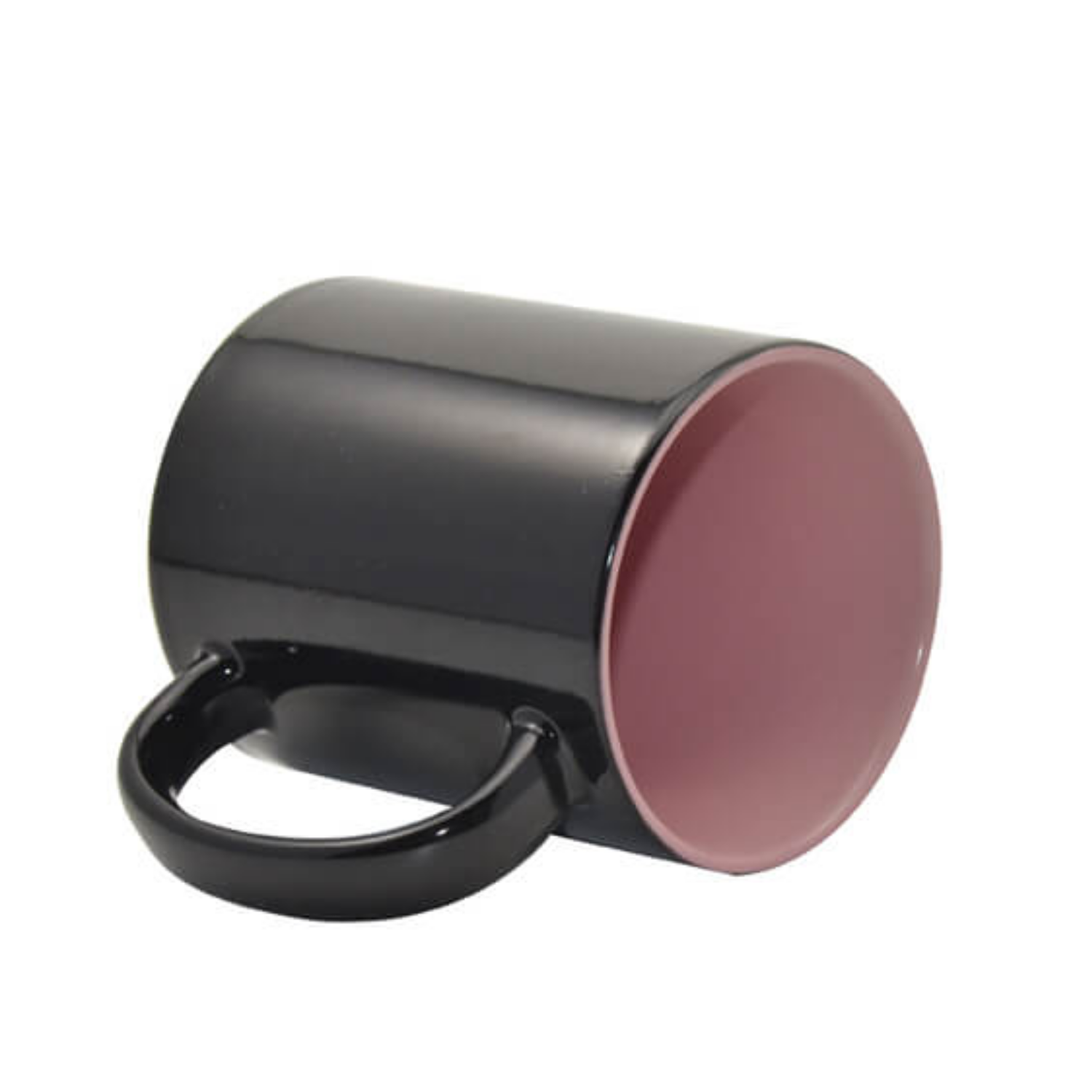Taza de Cerámica Mágica | Negra con Interior Rosado | 11oz