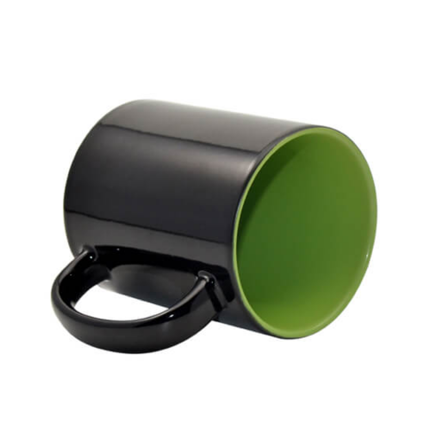 Taza de Cerámica Mágica | Negra con Interior Verde Claro | 11oz