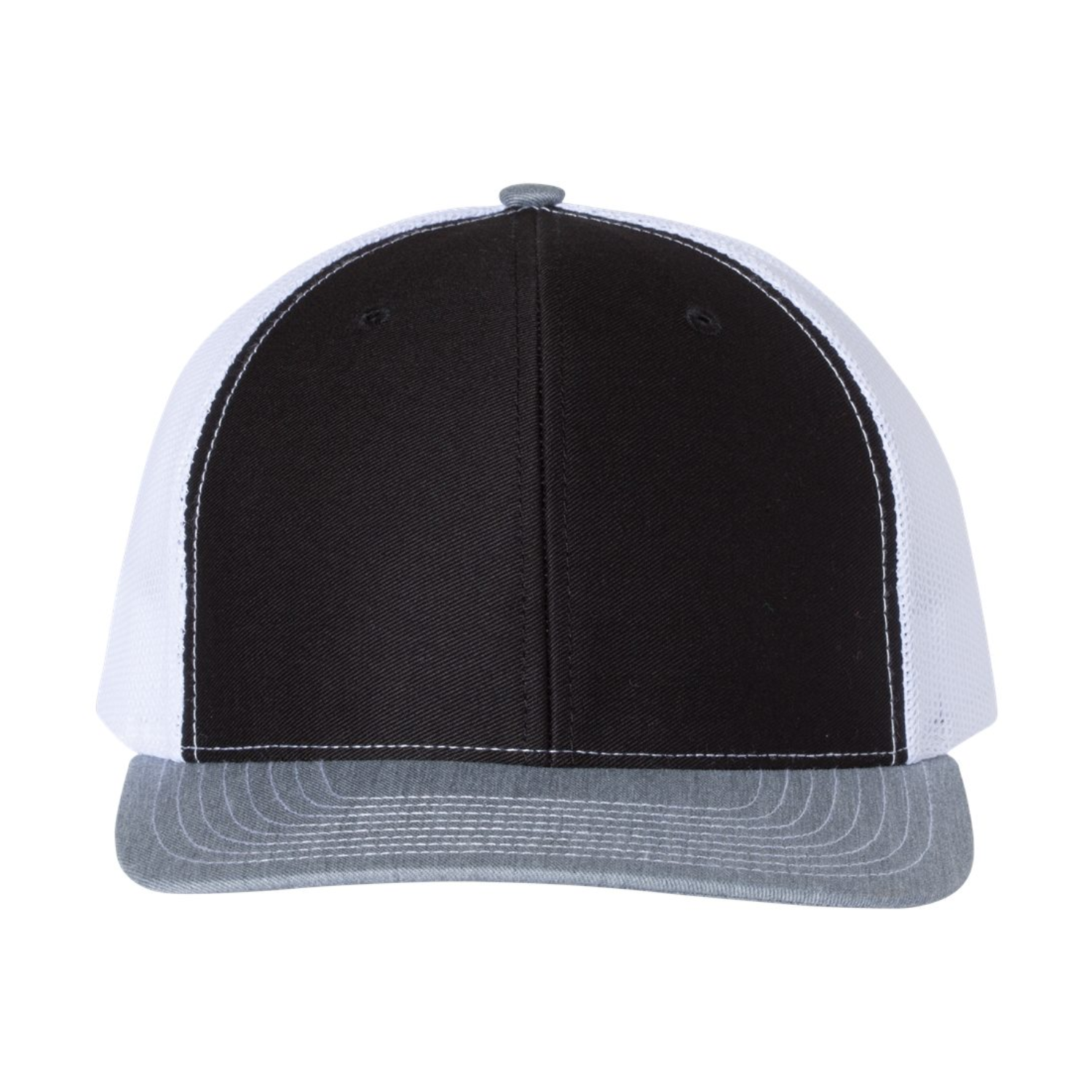 Richardson 112 | Adjustable Snapback Trucker Cap | Black/ White/ Heather Grey