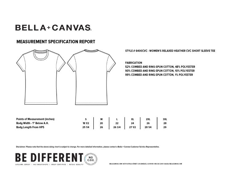 Bella Canvas 6400CVC | Women Relaxed Fit | Negro